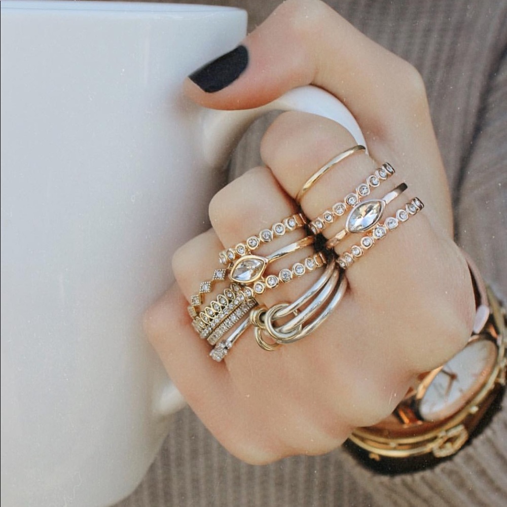 Luv AJ Marquise Diamond Disc Statement Ring